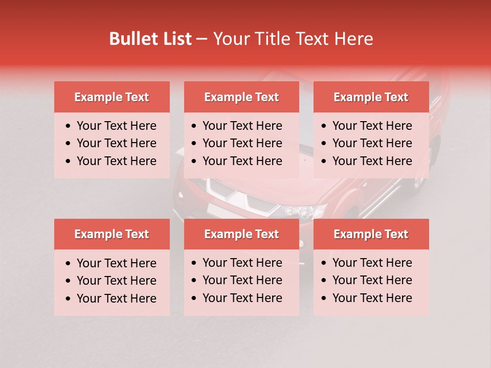 A Red Car Is Driving Down The Road PowerPoint Template