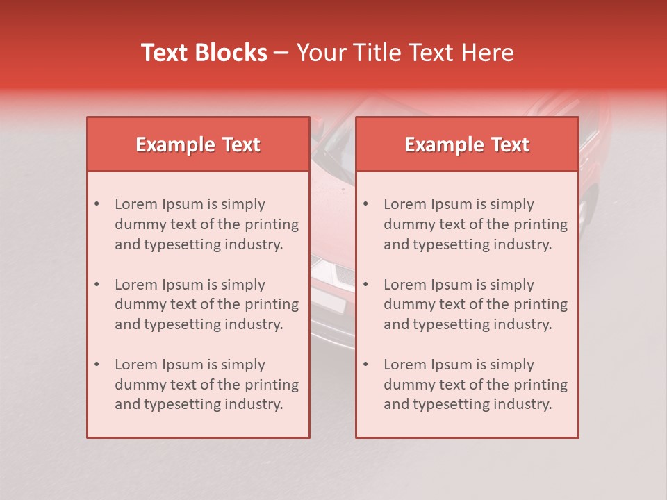 A Red Car Is Driving Down The Road PowerPoint Template
