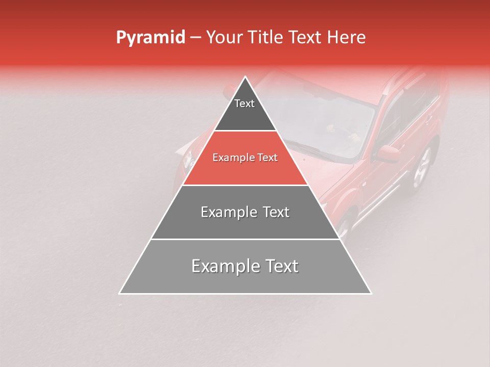 A Red Car Is Driving Down The Road PowerPoint Template