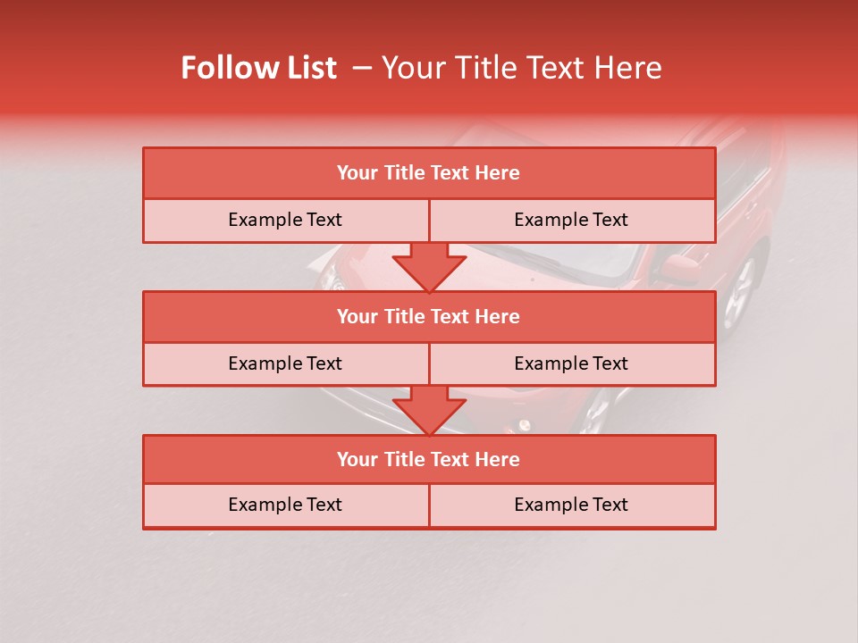 A Red Car Is Driving Down The Road PowerPoint Template
