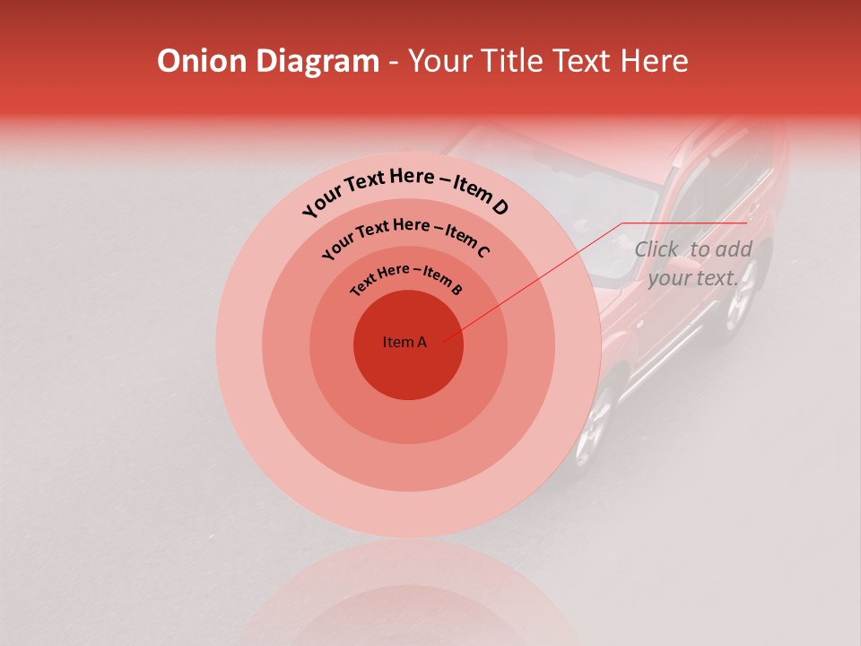 A Red Car Is Driving Down The Road PowerPoint Template