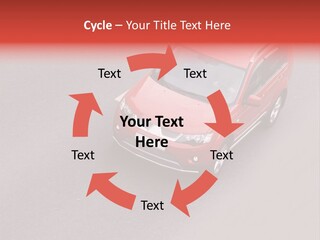 A Red Car Is Driving Down The Road PowerPoint Template