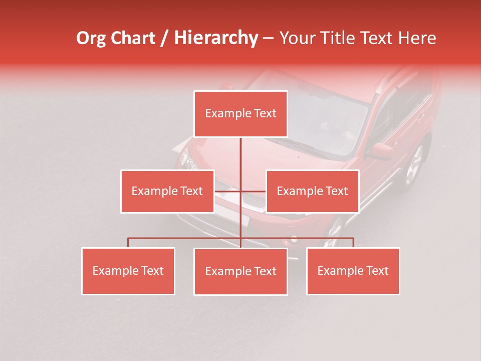 A Red Car Is Driving Down The Road PowerPoint Template