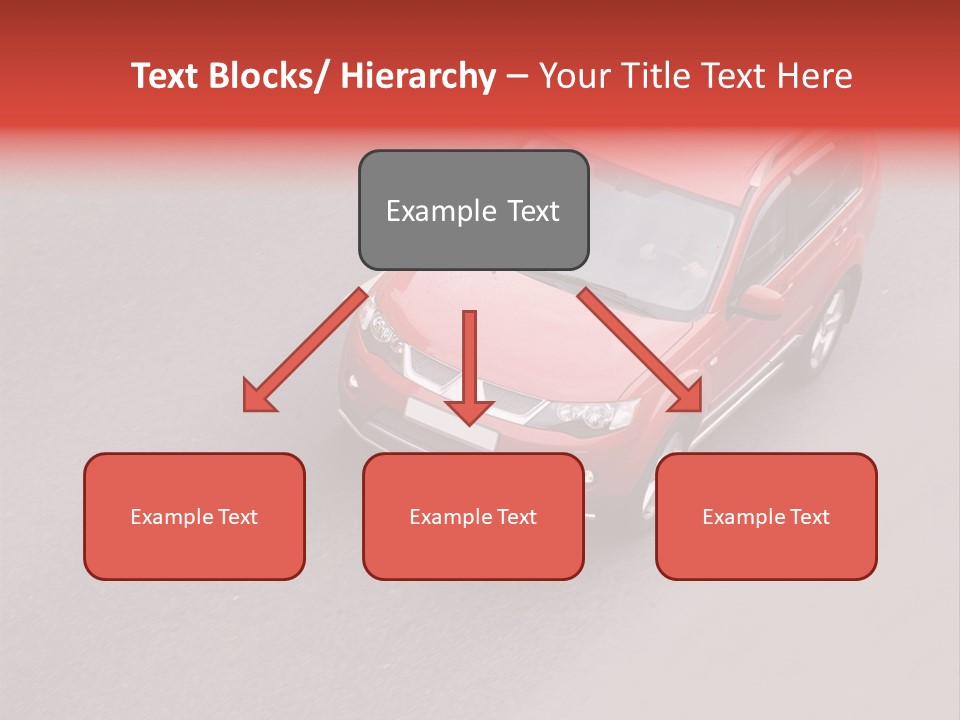 A Red Car Is Driving Down The Road PowerPoint Template