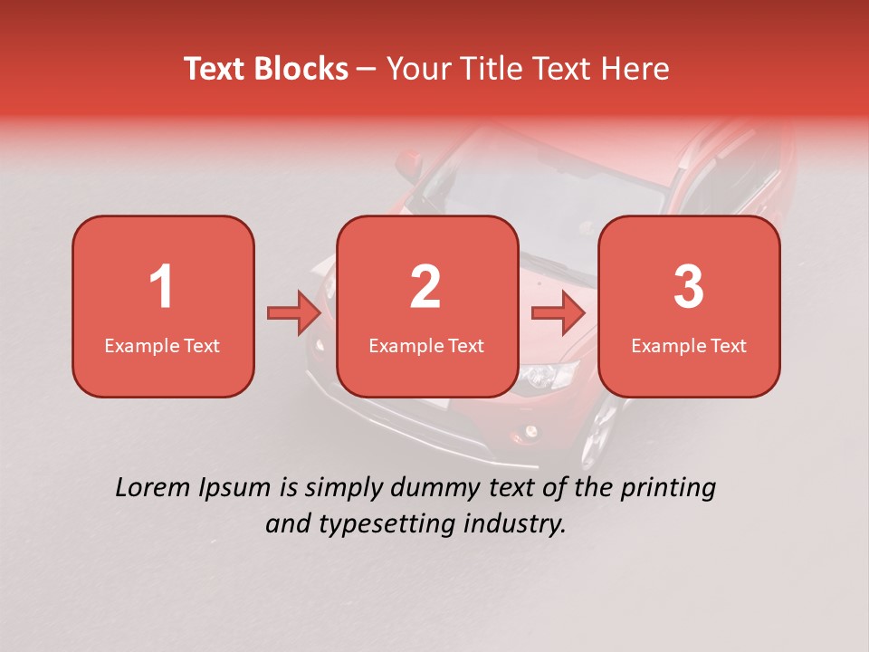 A Red Car Is Driving Down The Road PowerPoint Template