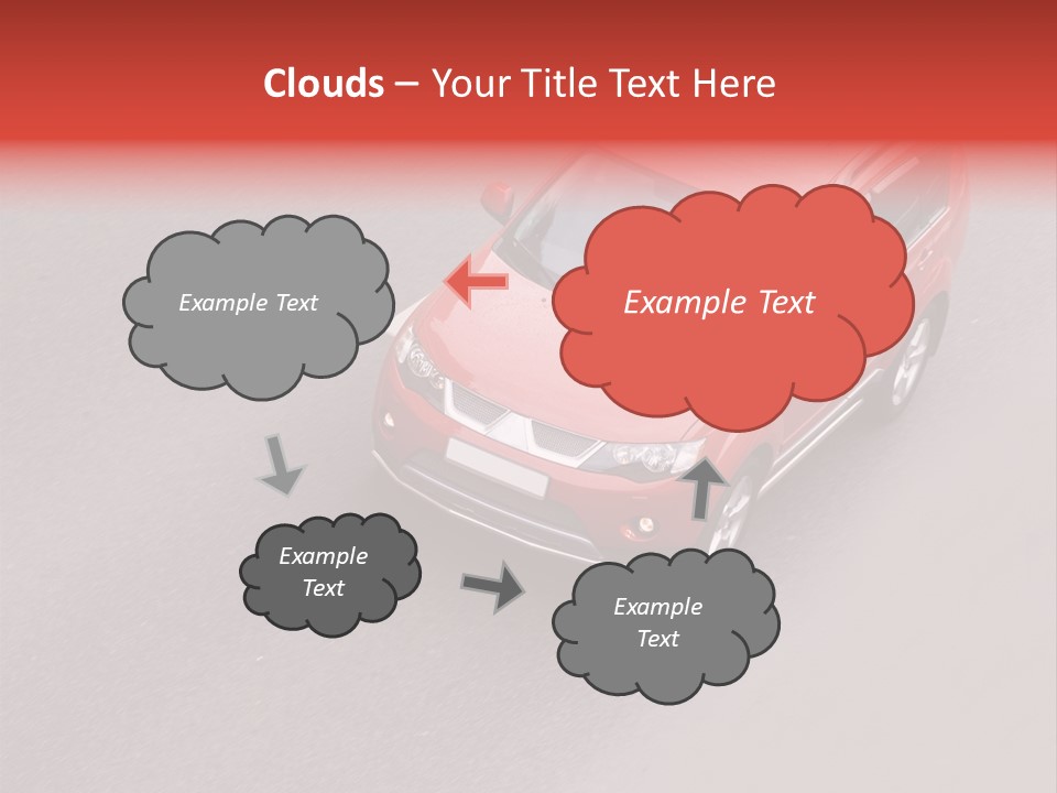 A Red Car Is Driving Down The Road PowerPoint Template