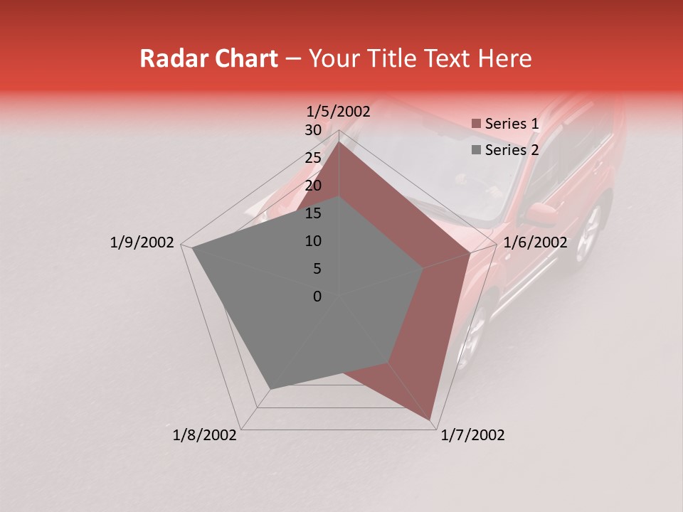 A Red Car Is Driving Down The Road PowerPoint Template