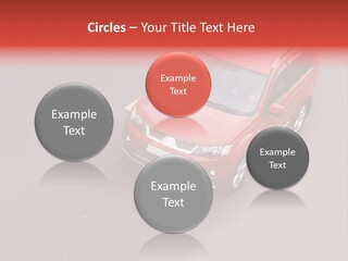 A Red Car Is Driving Down The Road PowerPoint Template