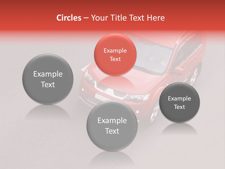 A Red Car Is Driving Down The Road PowerPoint Template