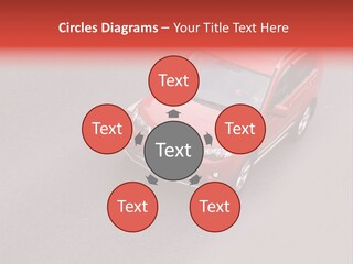 A Red Car Is Driving Down The Road PowerPoint Template