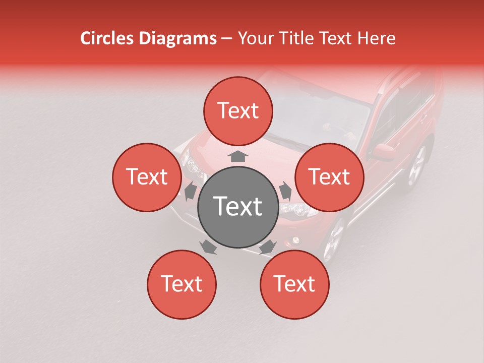 A Red Car Is Driving Down The Road PowerPoint Template