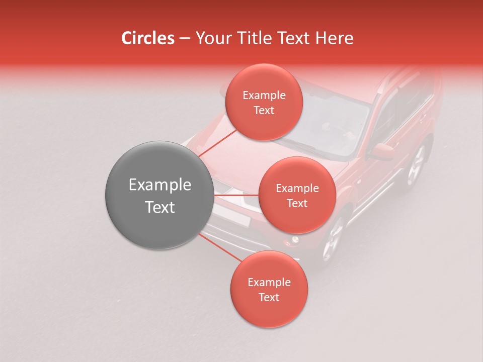 A Red Car Is Driving Down The Road PowerPoint Template