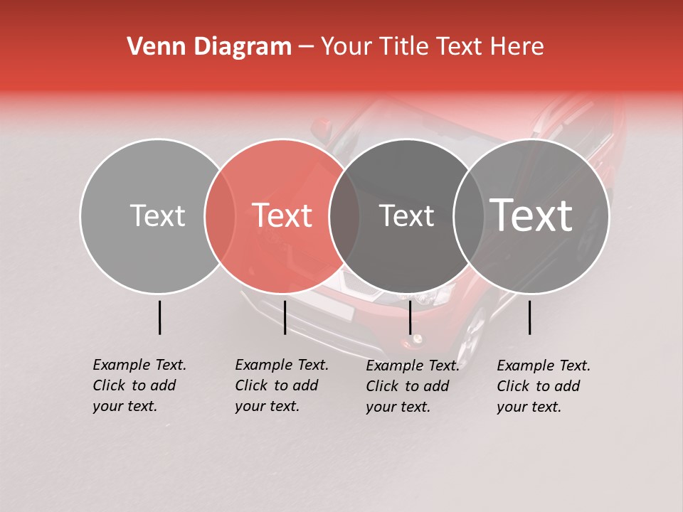 A Red Car Is Driving Down The Road PowerPoint Template