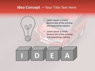 A Red Car Is Driving Down The Road PowerPoint Template