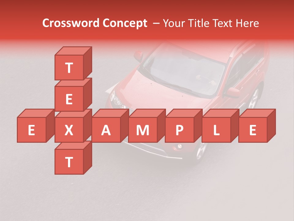 A Red Car Is Driving Down The Road PowerPoint Template