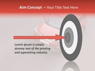 A Red Car Is Driving Down The Road PowerPoint Template