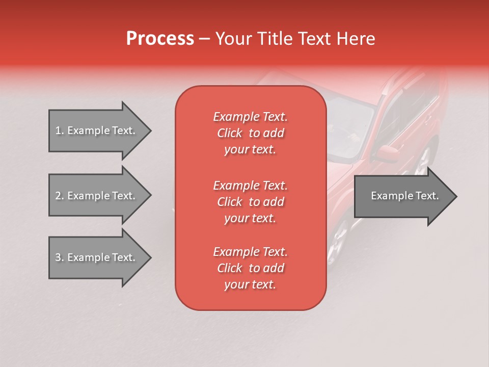 A Red Car Is Driving Down The Road PowerPoint Template