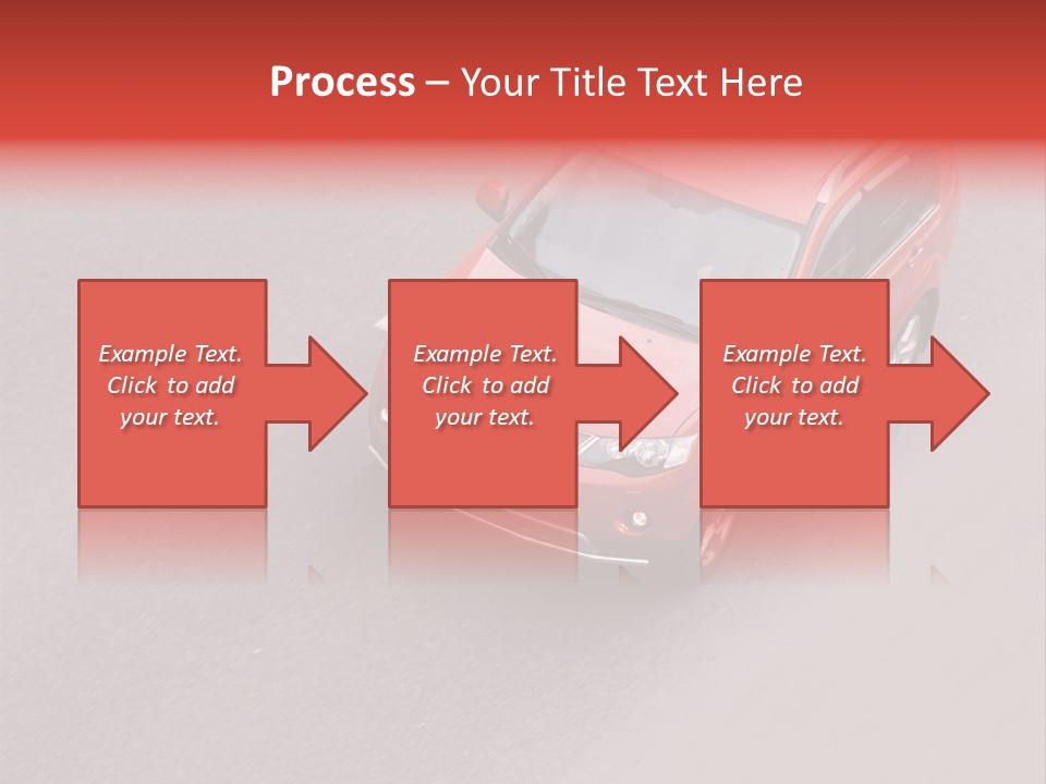 A Red Car Is Driving Down The Road PowerPoint Template