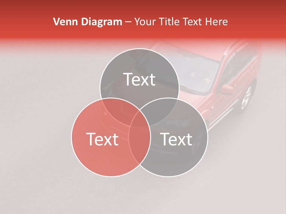 A Red Car Is Driving Down The Road PowerPoint Template