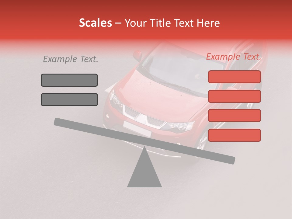 A Red Car Is Driving Down The Road PowerPoint Template