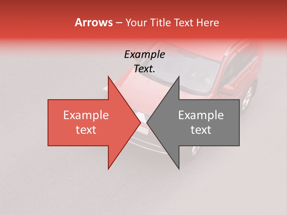 A Red Car Is Driving Down The Road PowerPoint Template