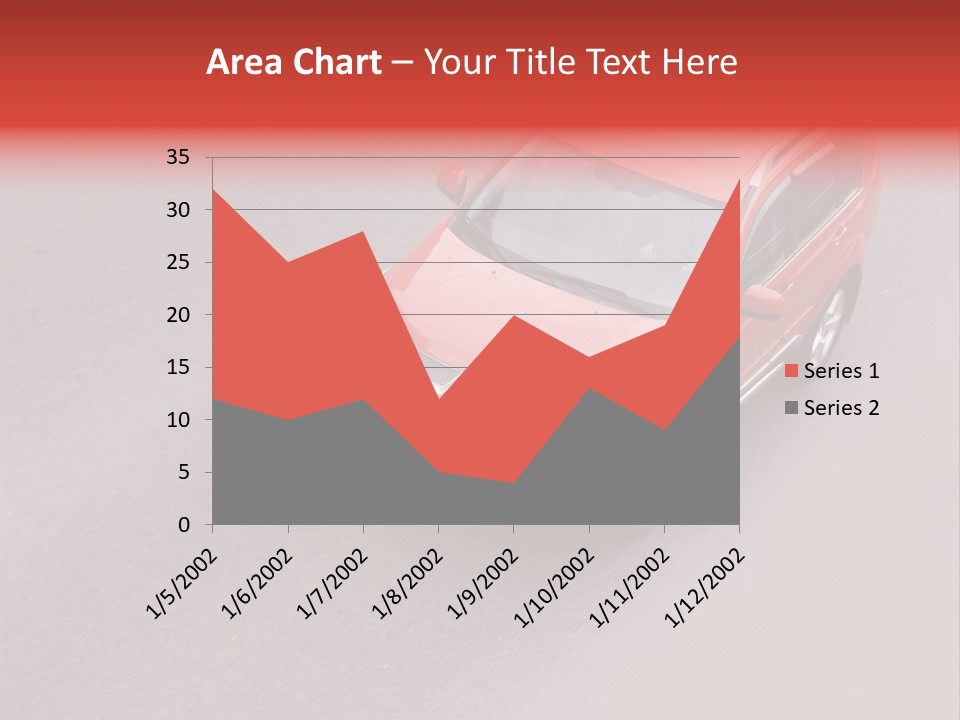 A Red Car Is Driving Down The Road PowerPoint Template