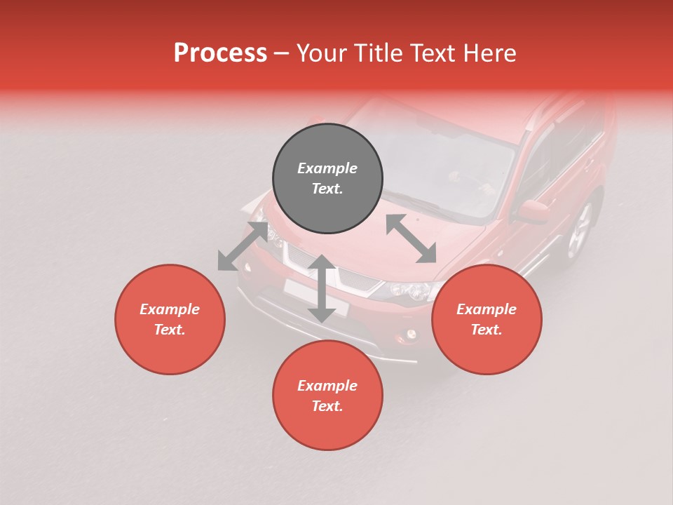 A Red Car Is Driving Down The Road PowerPoint Template