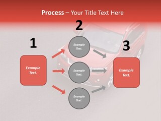 A Red Car Is Driving Down The Road PowerPoint Template
