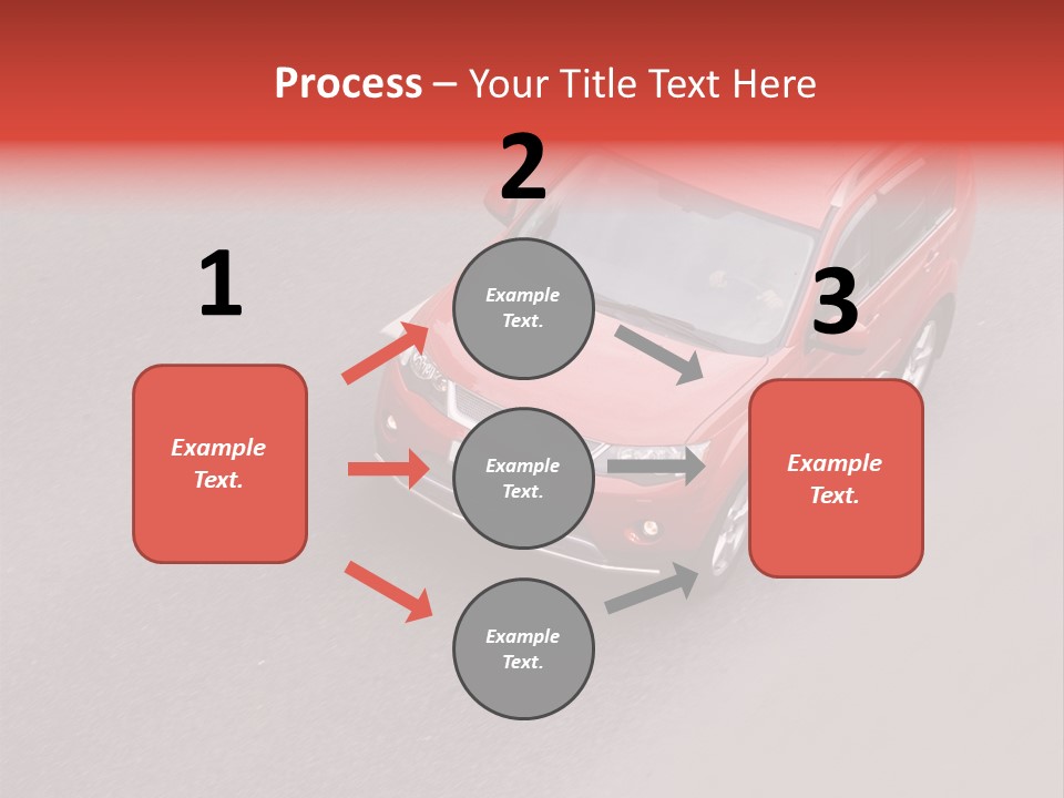 A Red Car Is Driving Down The Road PowerPoint Template