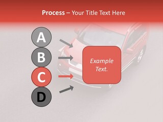 A Red Car Is Driving Down The Road PowerPoint Template