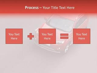 A Red Car Is Driving Down The Road PowerPoint Template