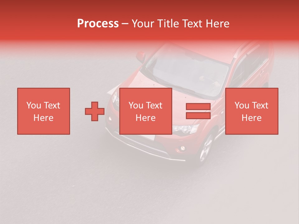 A Red Car Is Driving Down The Road PowerPoint Template