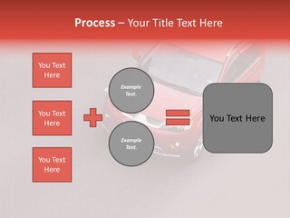 A Red Car Is Driving Down The Road PowerPoint Template