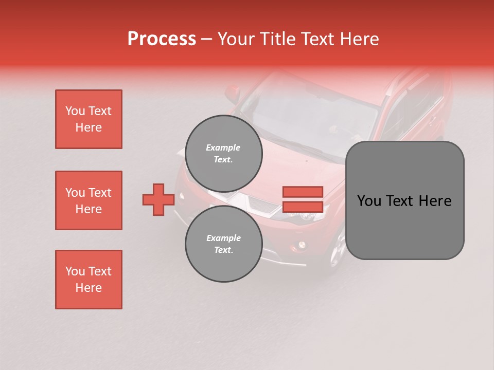A Red Car Is Driving Down The Road PowerPoint Template