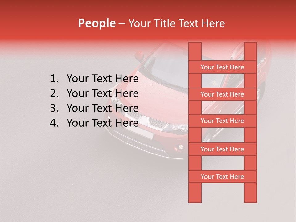 A Red Car Is Driving Down The Road PowerPoint Template