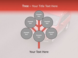 A Red Car Is Driving Down The Road PowerPoint Template