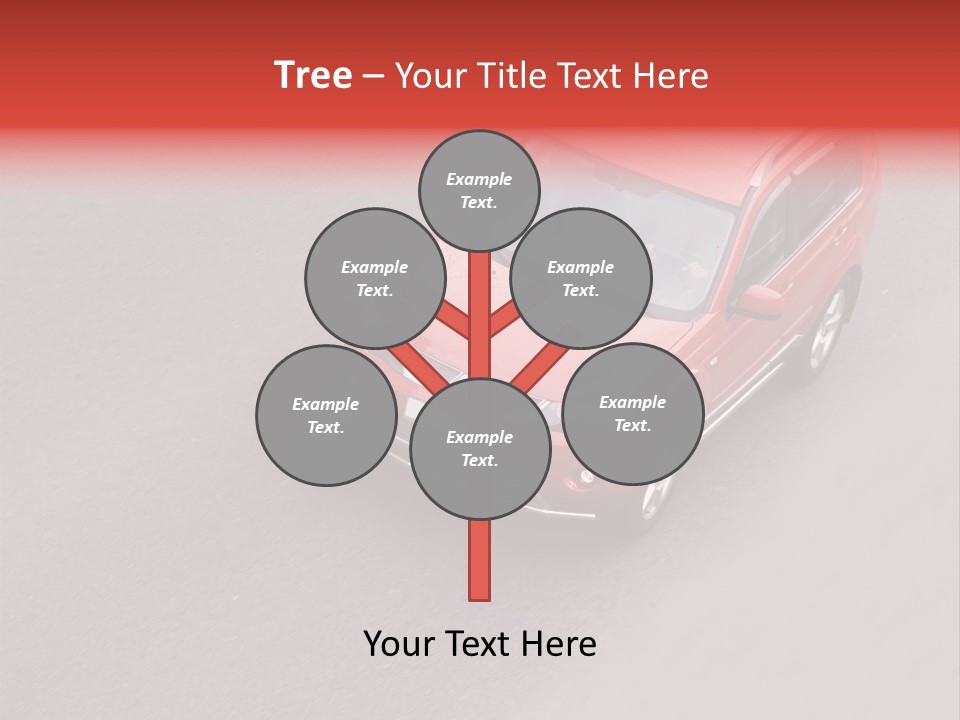 A Red Car Is Driving Down The Road PowerPoint Template