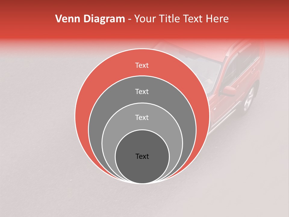 A Red Car Is Driving Down The Road PowerPoint Template