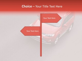 A Red Car Is Driving Down The Road PowerPoint Template