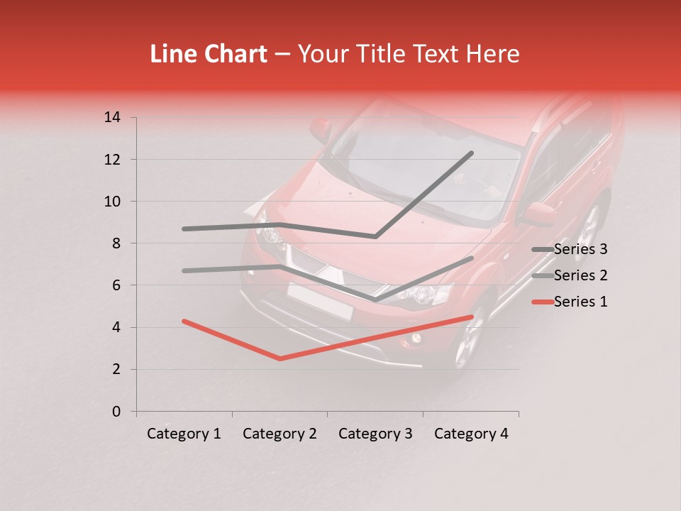 A Red Car Is Driving Down The Road PowerPoint Template