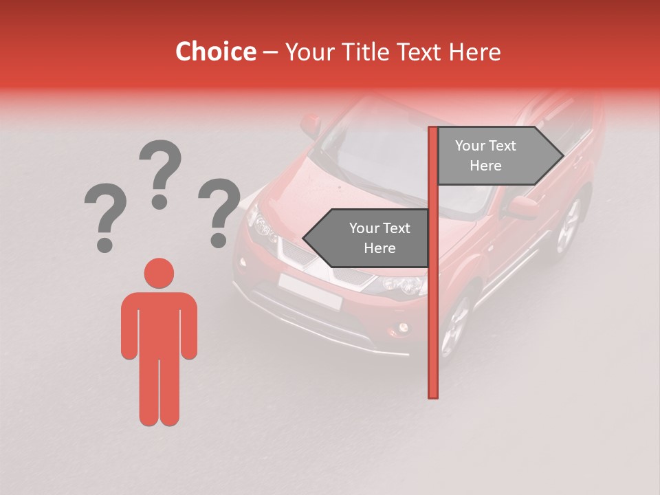 A Red Car Is Driving Down The Road PowerPoint Template