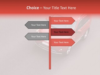 A Red Car Is Driving Down The Road PowerPoint Template