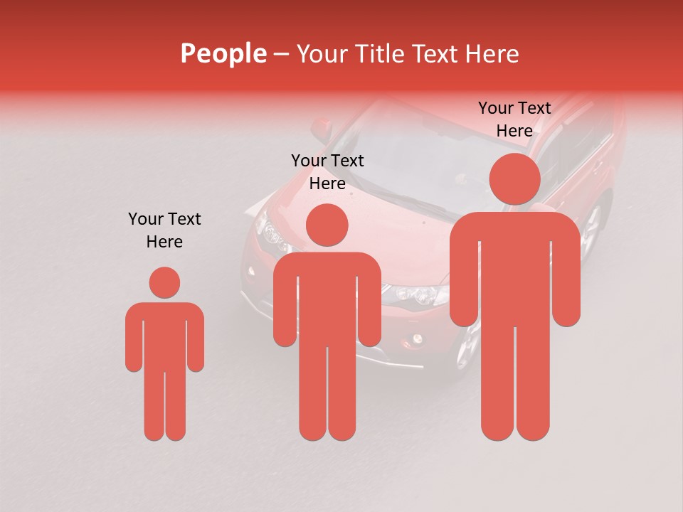A Red Car Is Driving Down The Road PowerPoint Template