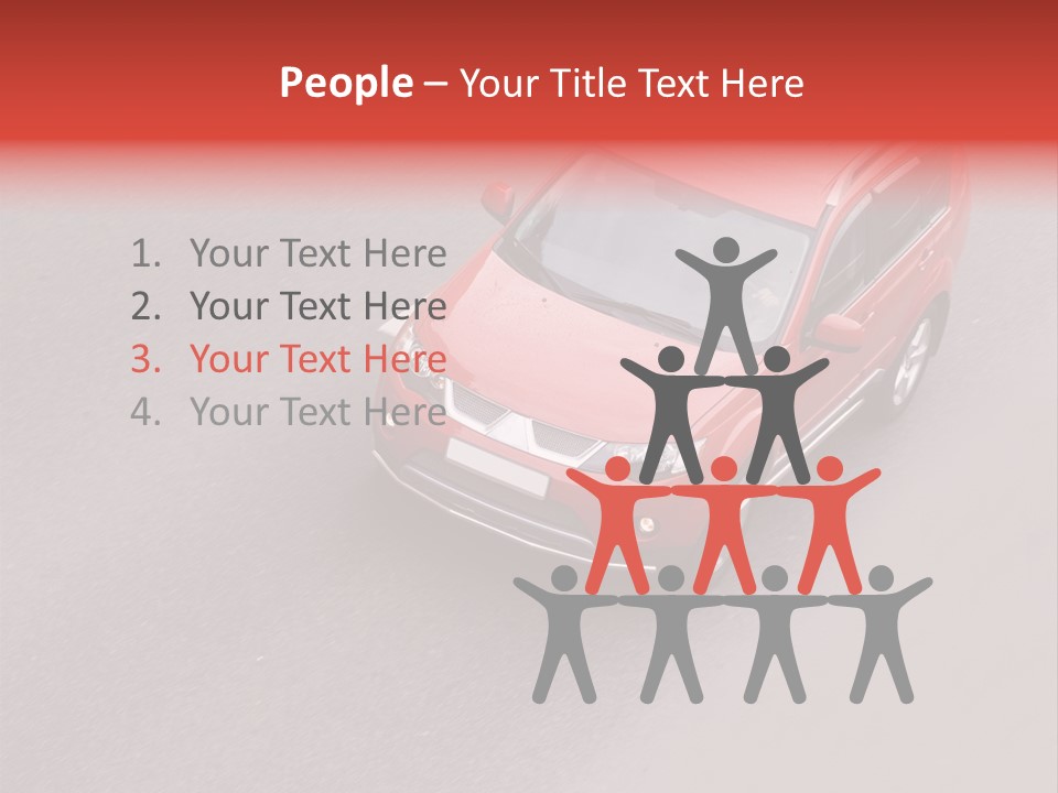 A Red Car Is Driving Down The Road PowerPoint Template