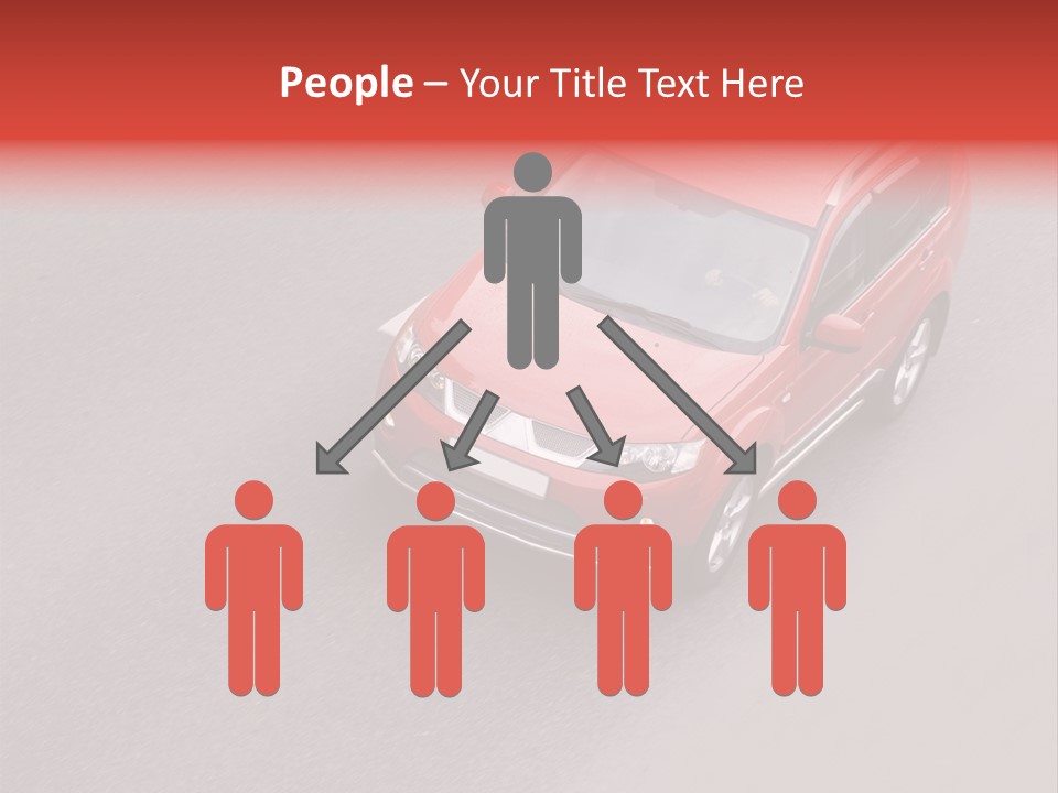 A Red Car Is Driving Down The Road PowerPoint Template
