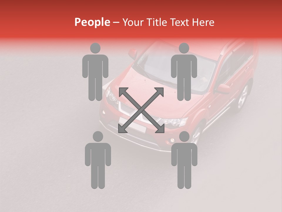 A Red Car Is Driving Down The Road PowerPoint Template