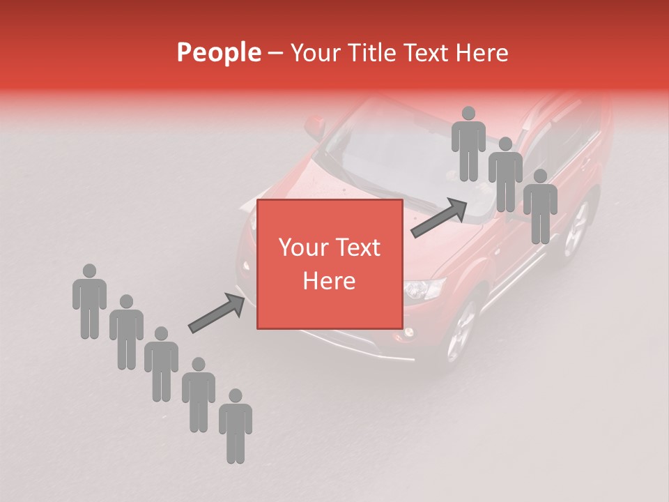 A Red Car Is Driving Down The Road PowerPoint Template
