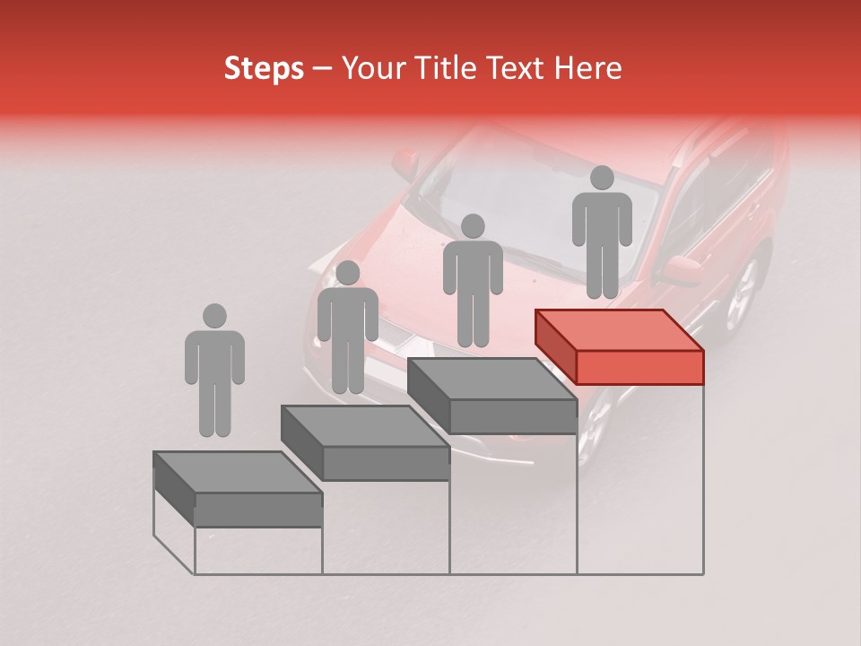 A Red Car Is Driving Down The Road PowerPoint Template