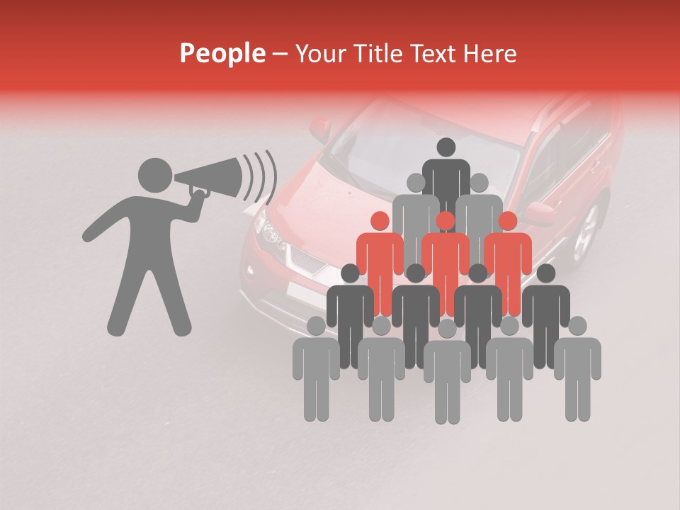 A Red Car Is Driving Down The Road PowerPoint Template