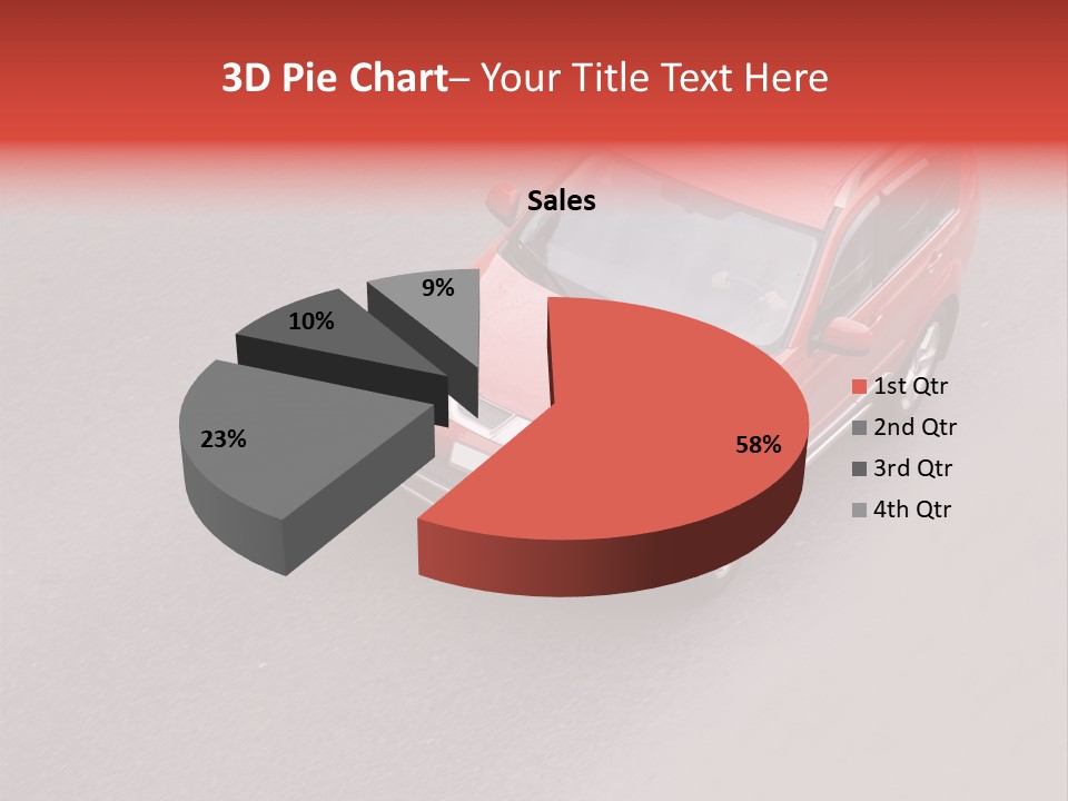 A Red Car Is Driving Down The Road PowerPoint Template